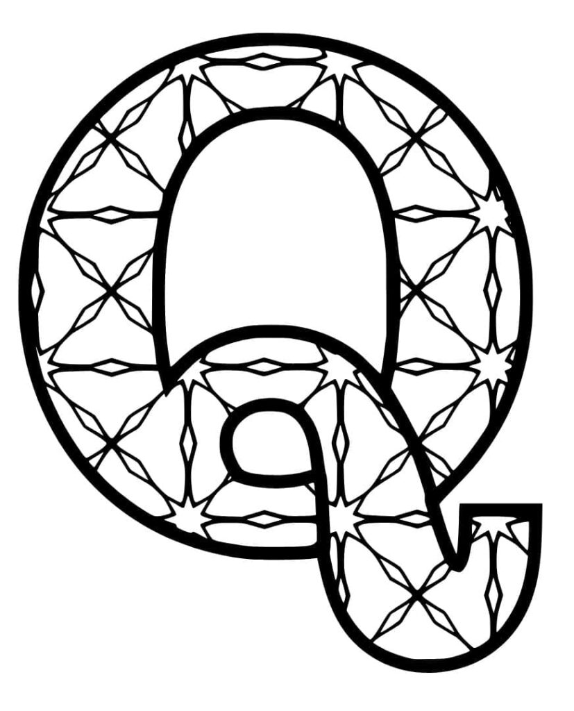 Desenho de Letra Q Imprimivel para Colorir