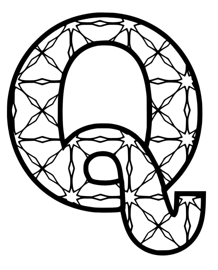 Desenho de Letra Q Imprimivel para Colorir