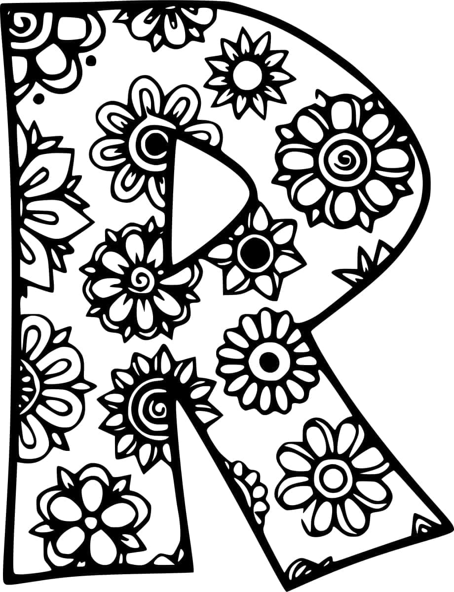 Desenho de Bela Letra R para Colorir