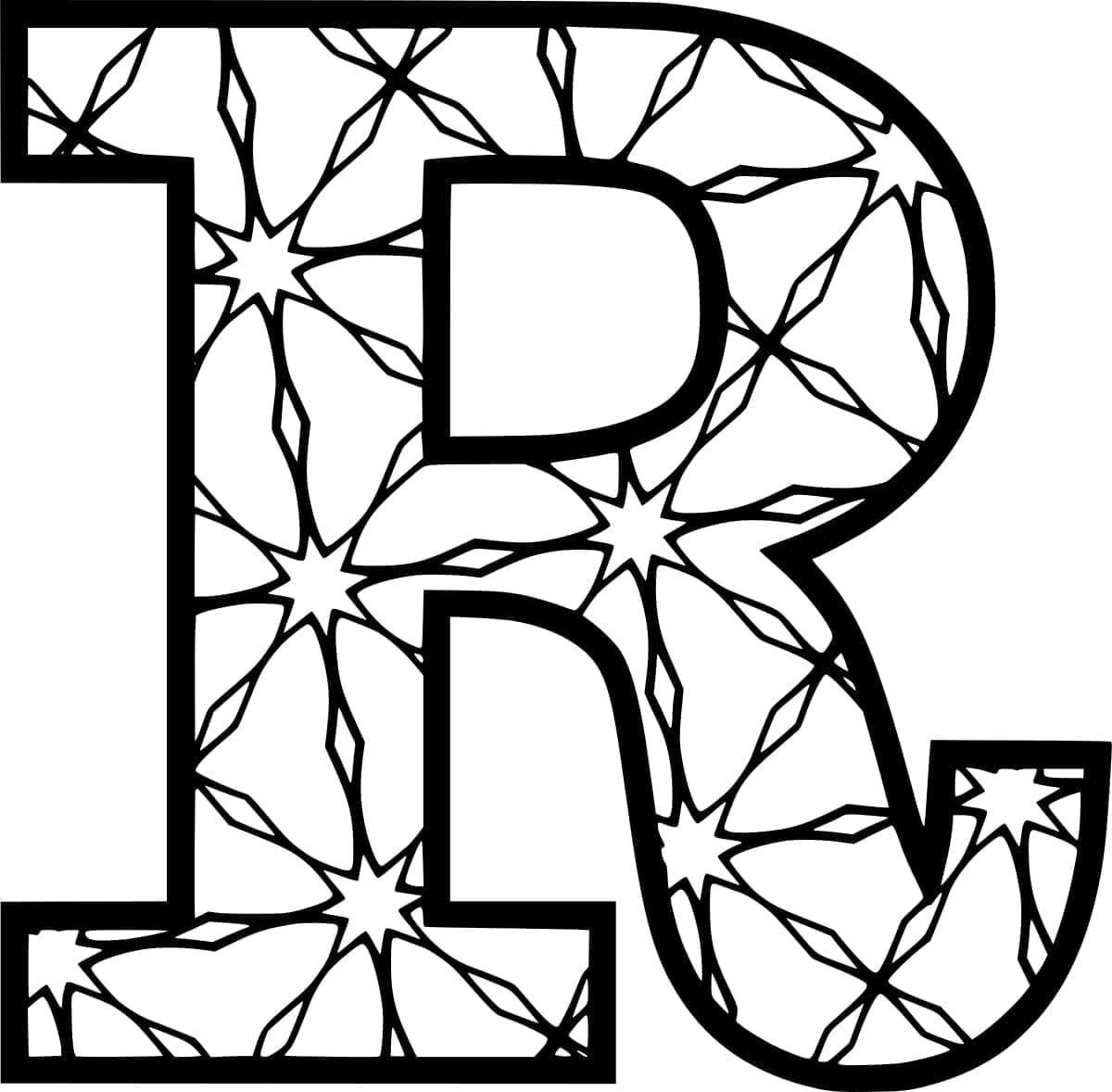 Desenho de Imagem de Letra R para Colorir