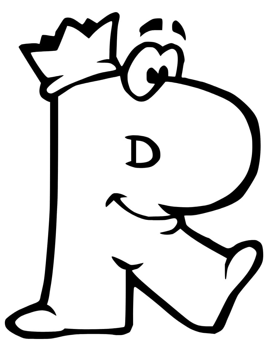 Desenho de Letra R Animada para Colorir