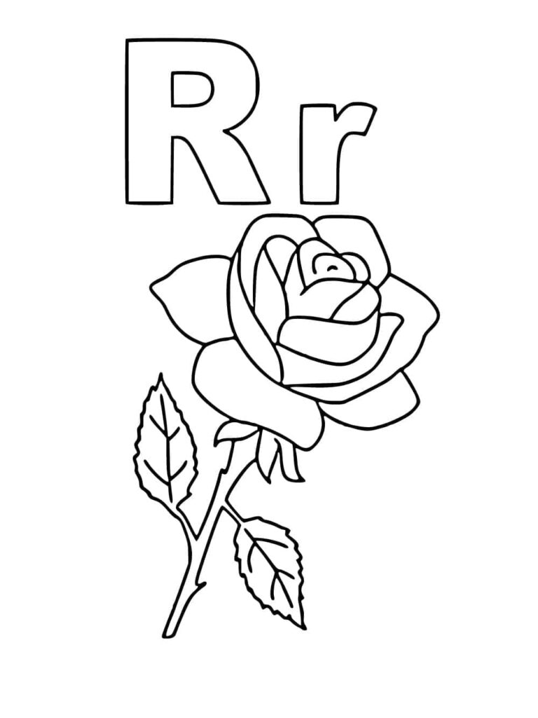Desenho de Letra R e para Rosa para Colorir