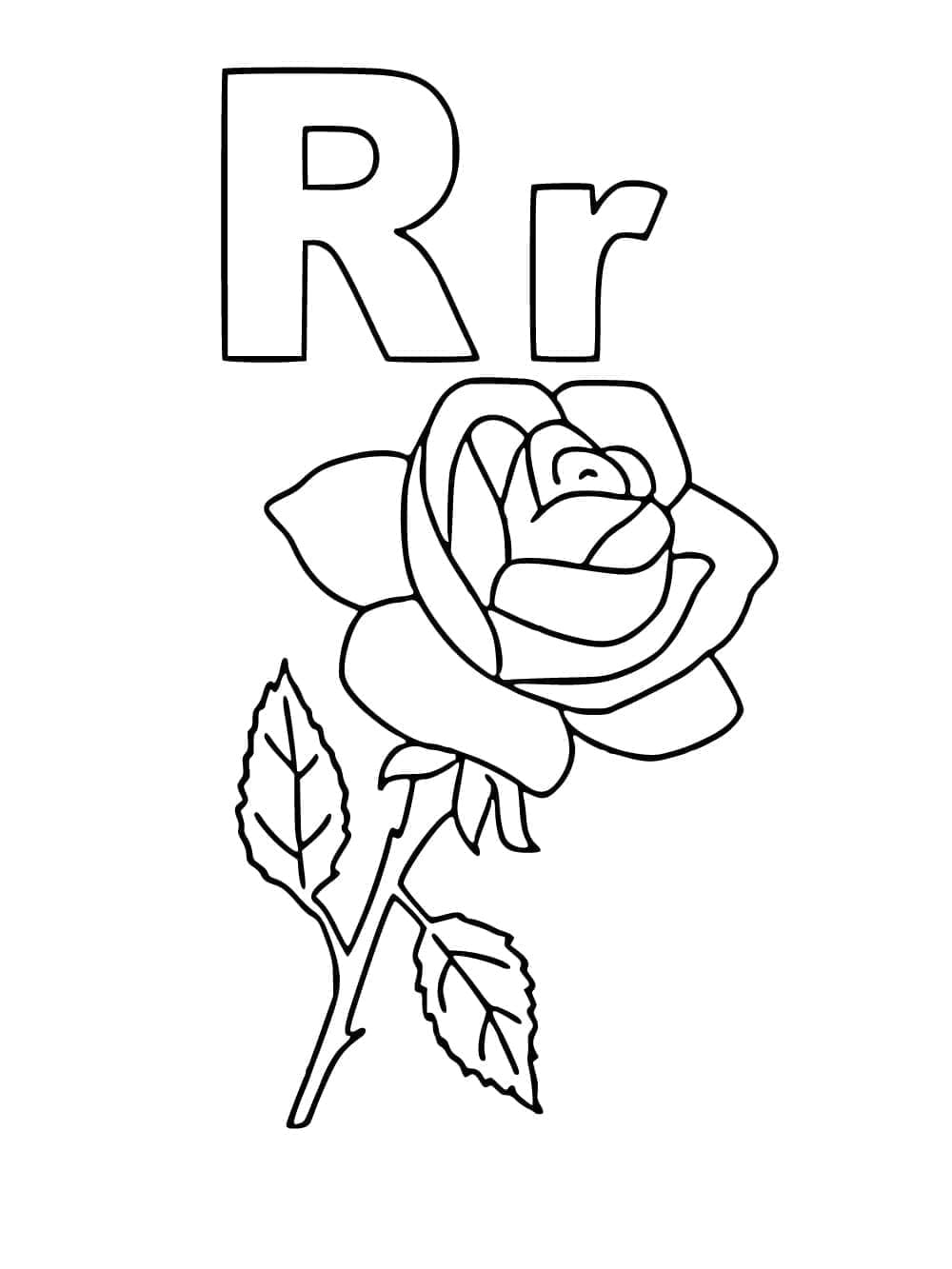 Desenho de Letra R e para Rosa para Colorir