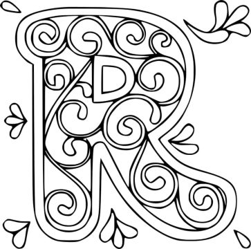 Desenho de Letra R grátis para Colorir