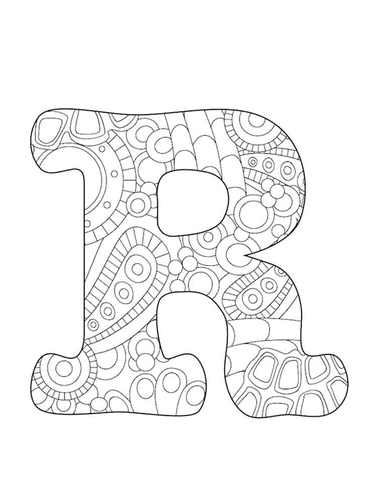 Desenho de Letra R Imprimivel para Colorir