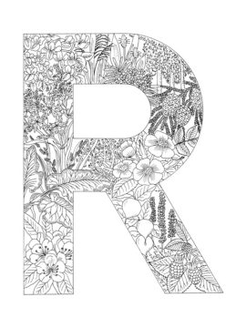 Desenho de Letra R para crianças para Colorir