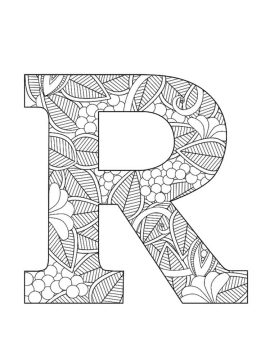 Desenho de Letra R Zentangle para Colorir