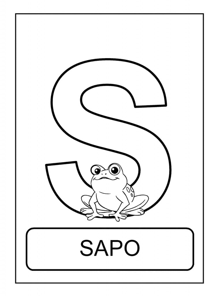 Desenho de Letra S e para Sapo para Colorir