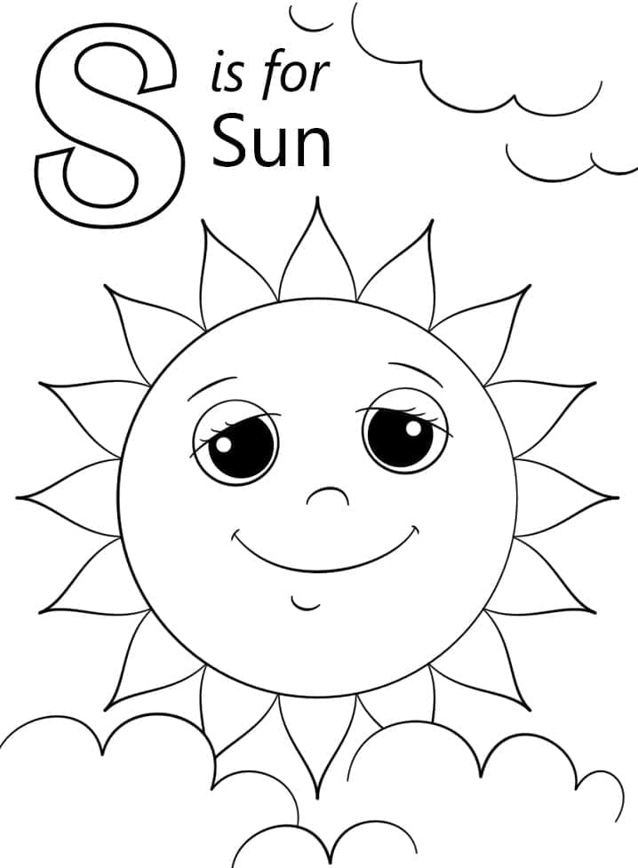 Desenho de Letra S e para Sol para Colorir