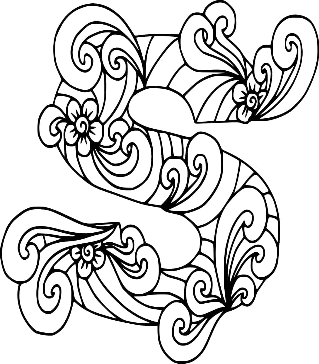 Desenho de Letra S Incrível para Colorir