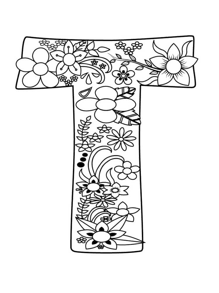 Desenho de Bela Letra T para Colorir