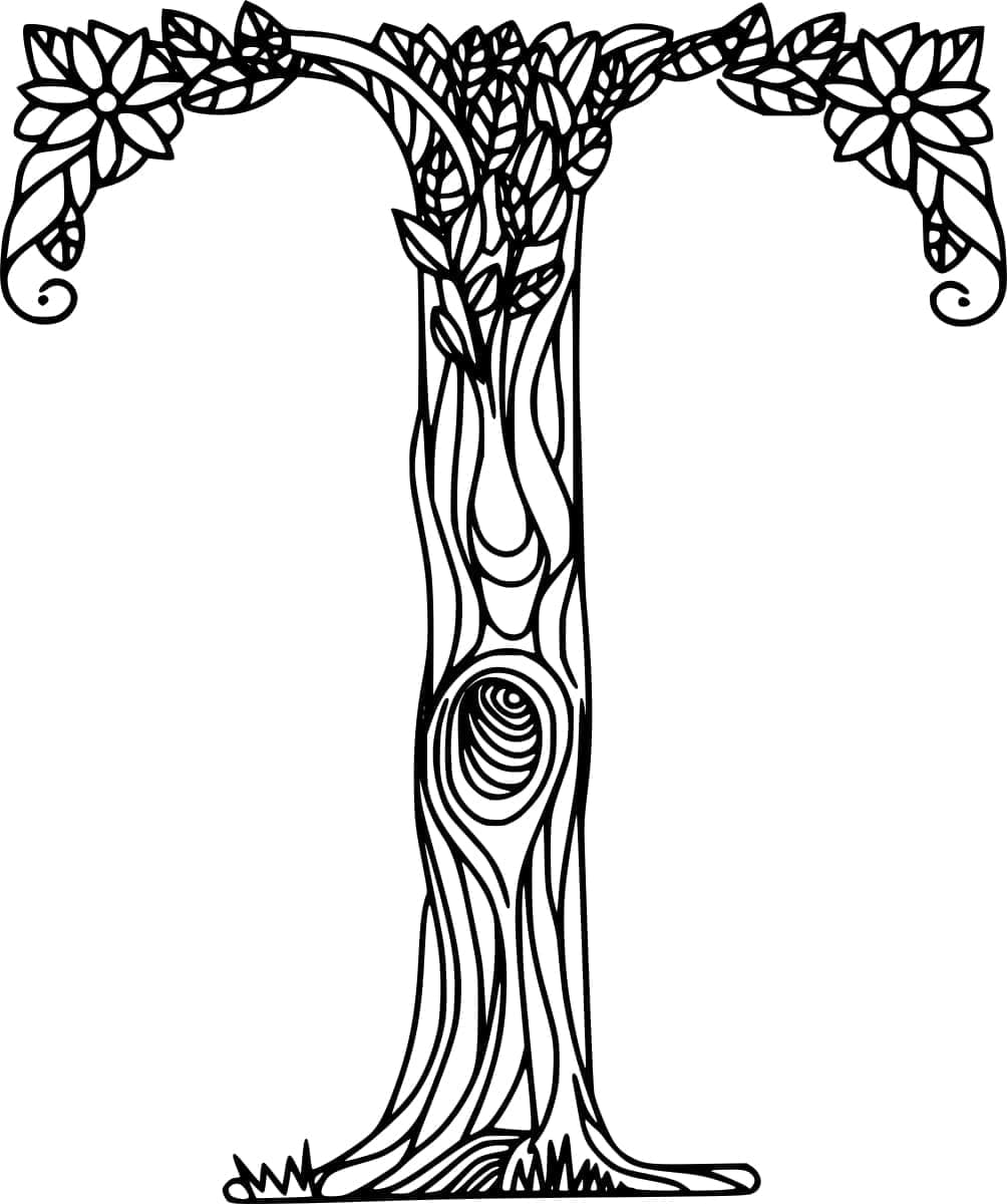 Desenho de Imagem da Letra T para Colorir
