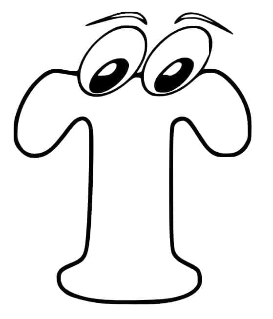 Desenho de Letra T Animada para Colorir