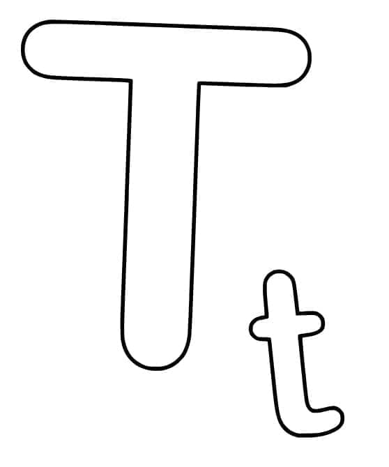 Desenho de Letra T Básica para Colorir