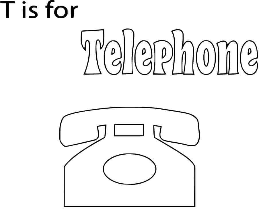 Desenho de Letra T e para Telefone para Colorir