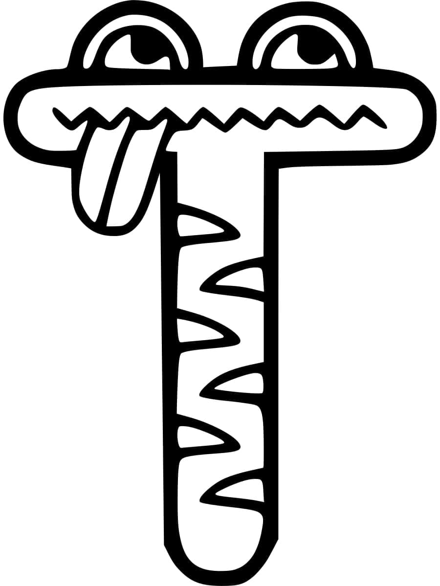 Desenho de Letra T Engracada para Colorir