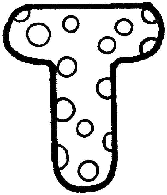 Desenho de Letra T Fofa para Colorir