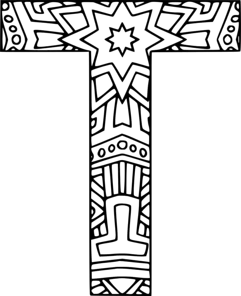 Desenho de Letra T Grátis para Crianças para Colorir