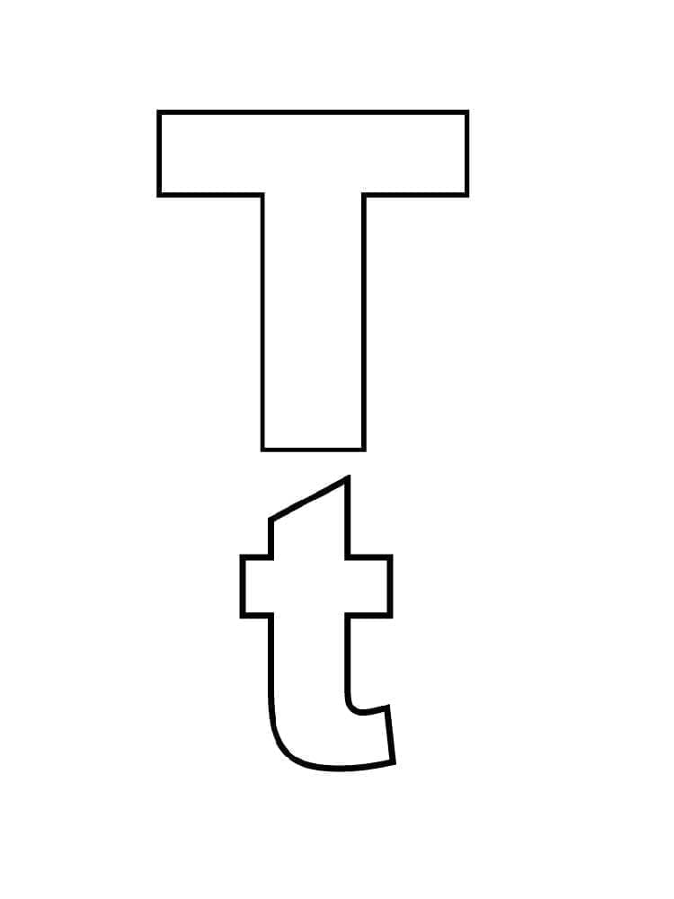 Desenho de Letra T no Alfabeto para Colorir