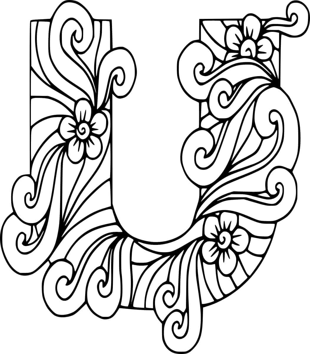 Desenho de Bela Letra U para Colorir