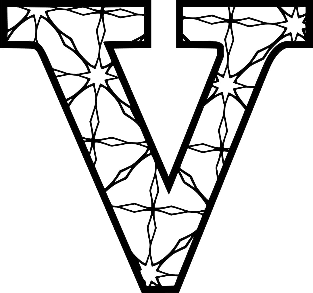 Desenho de Imagem da Letra V para Colorir
