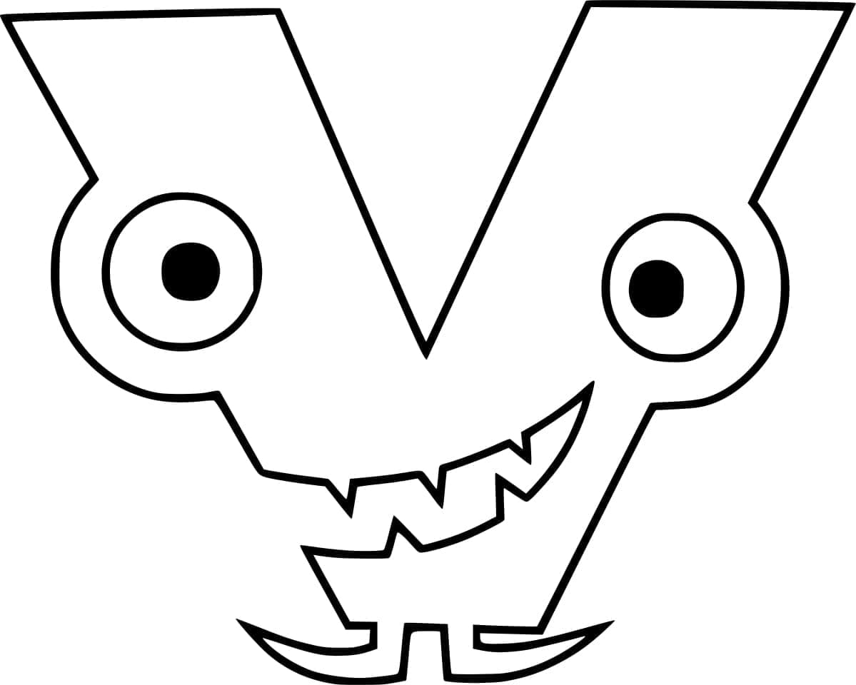 Desenho de Letra V Engracada para Colorir