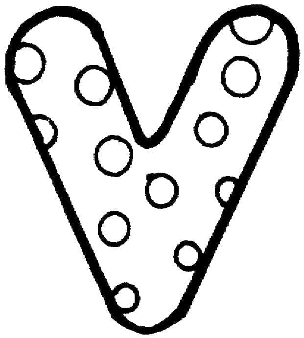Desenho de Letra V Fofa para Colorir