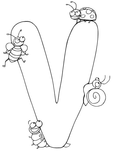 Desenho de Letra V Imprimivel para Colorir