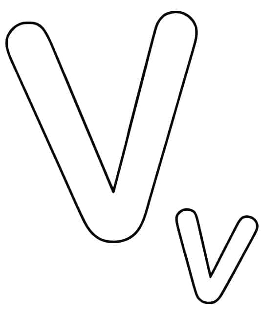 Desenho de Letra V Muito Simples para Colorir
