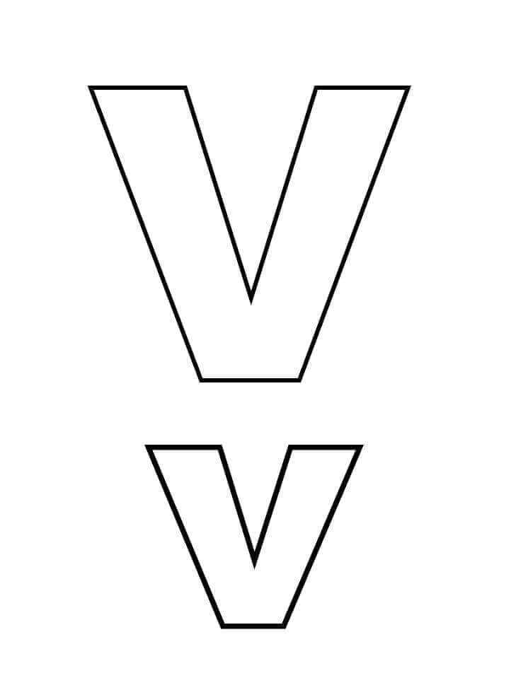 Desenho de Letra V Simples para Colorir