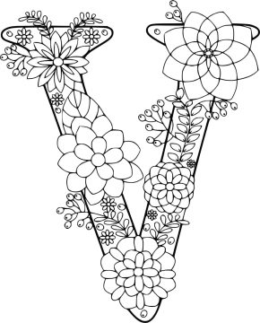 Desenho de Linda Letra V para Colorir