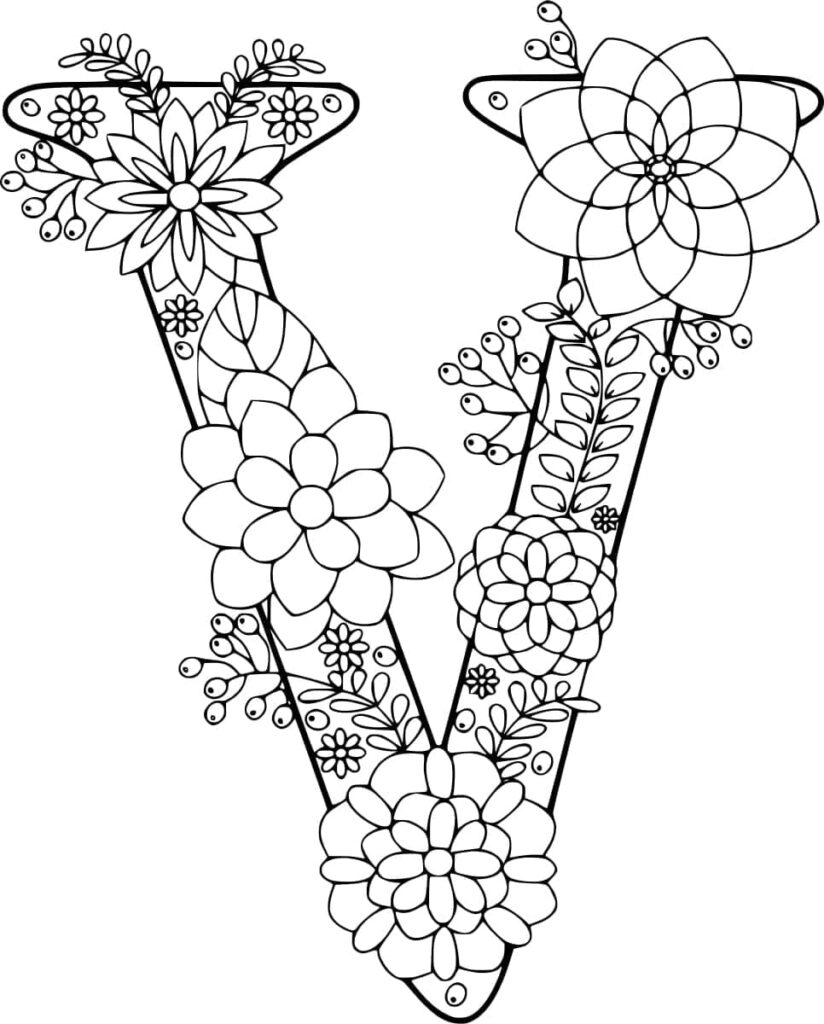 Desenho de Linda Letra V para Colorir