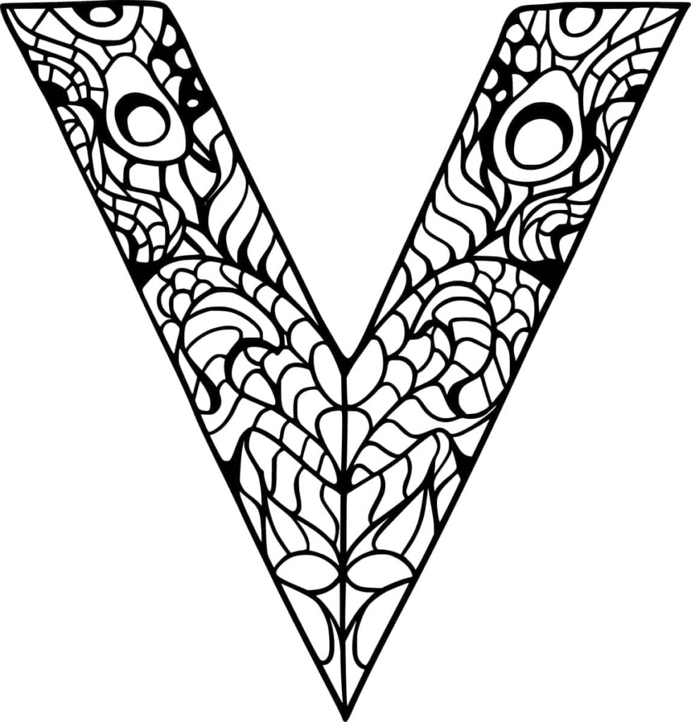 Desenho de Maravilhosa Letra V para Colorir