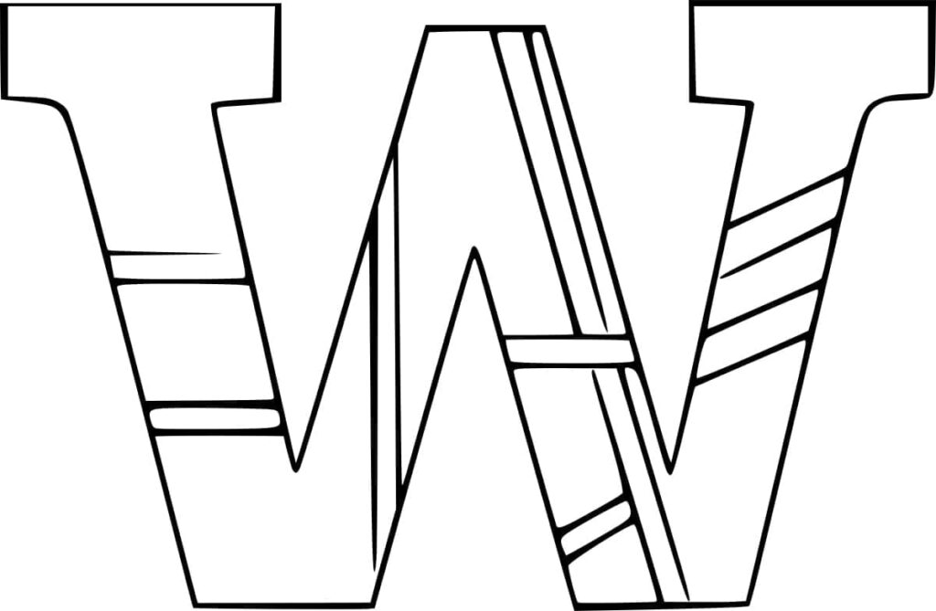 Desenho de Letra W Fácil para Colorir