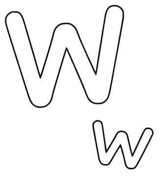 Desenho de Letra W Simples para Colorir