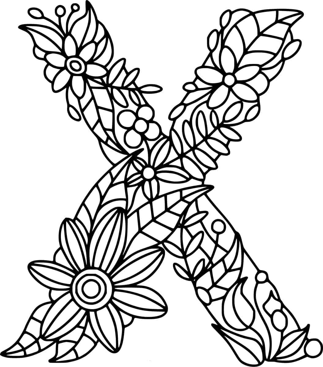Desenho de Bela Letra X para Colorir