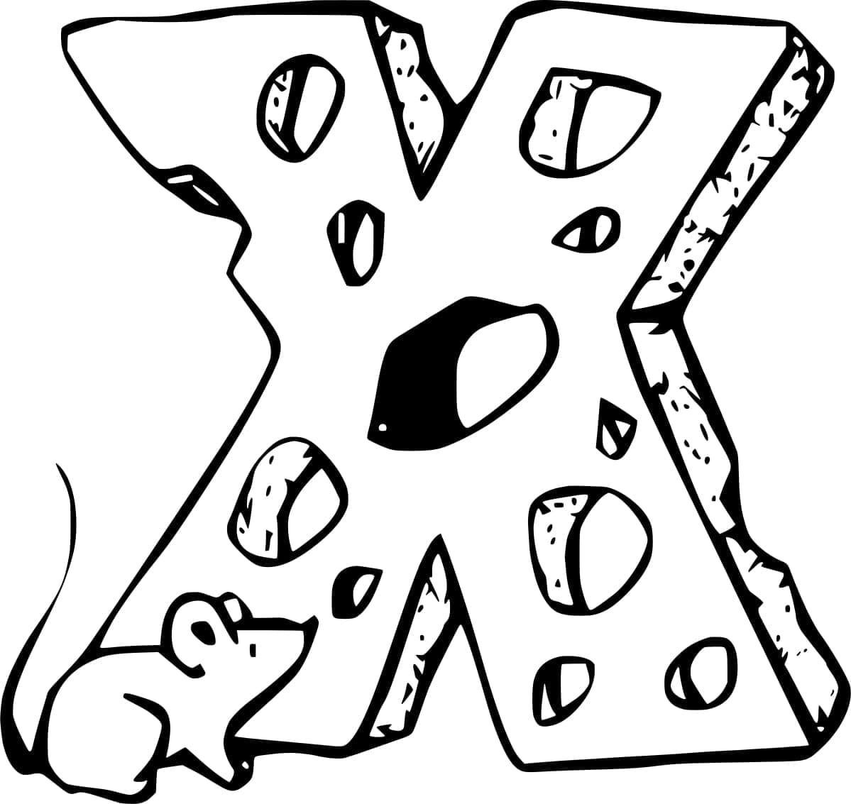 Desenho de Imagem da Letra X para Colorir