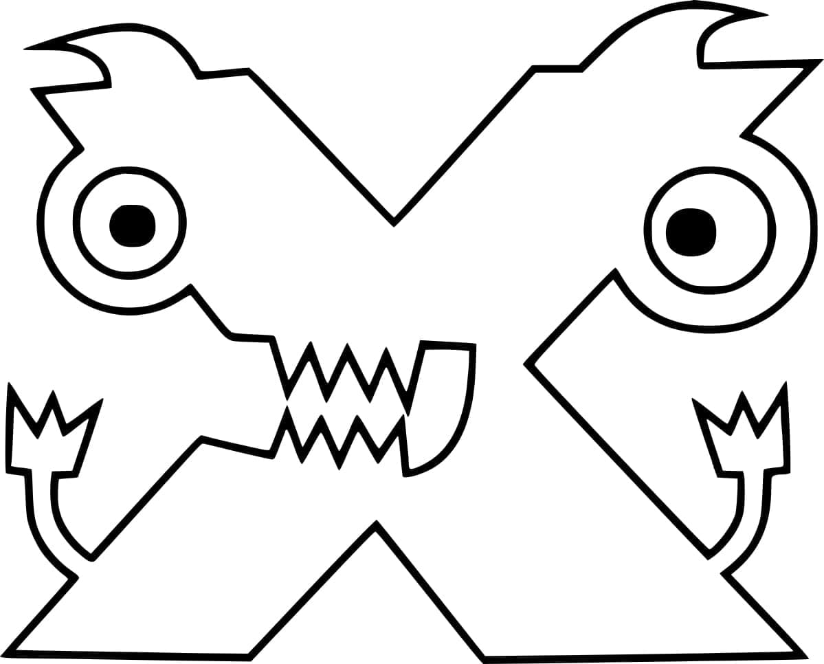 Desenho de Letra X Engracada para Colorir