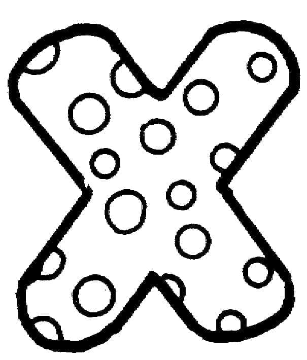 Desenho de Letra X Fofa para Colorir