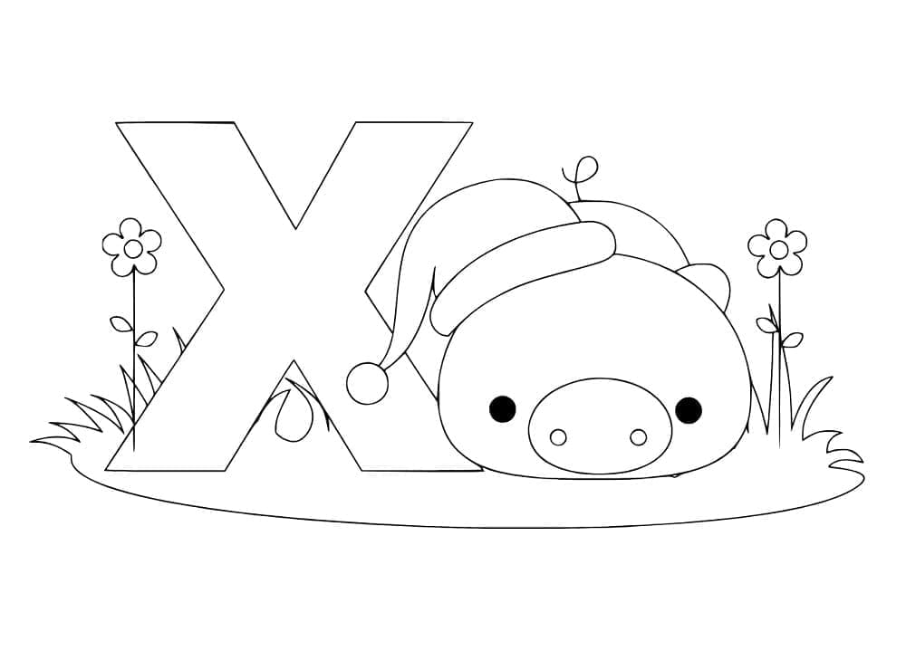 Desenho de Letra X Grátis para Colorir