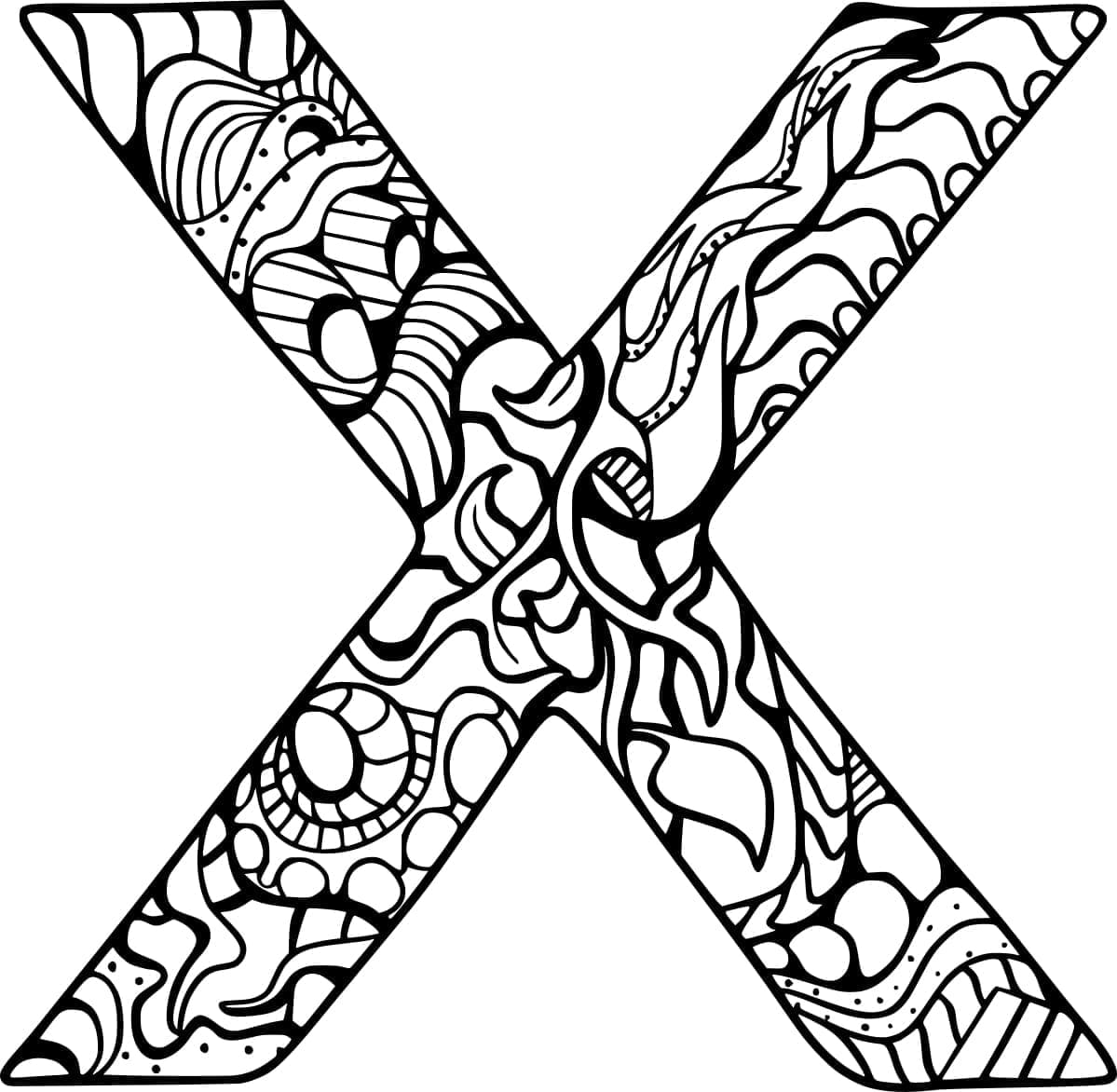 Desenho de Maravilhosa Letra X para Colorir