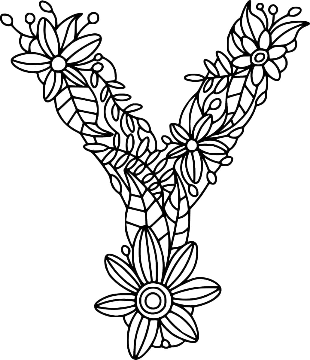 Desenho de Bela Letra Y para Colorir