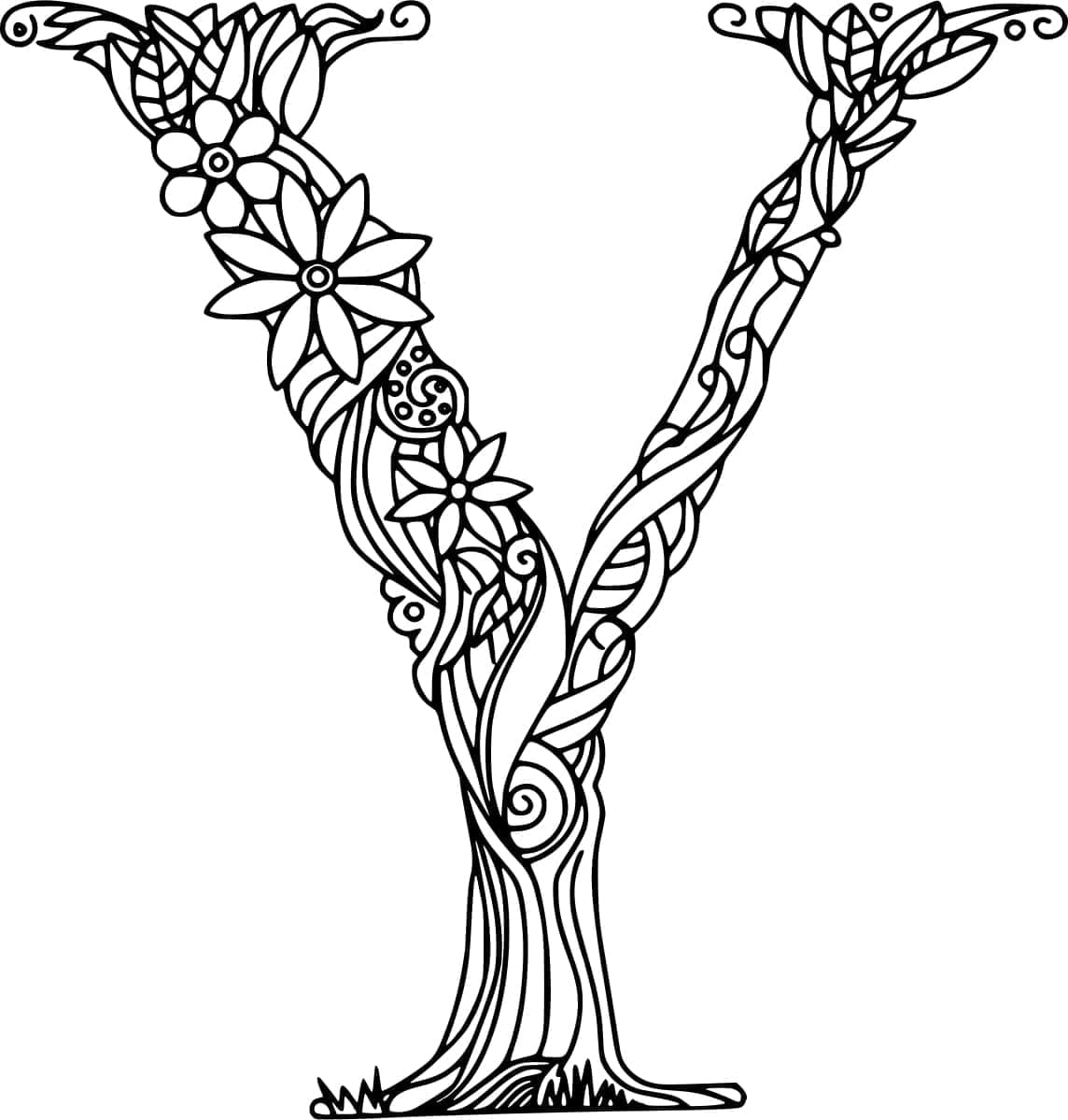 Desenho de Linda Letra Y para Colorir