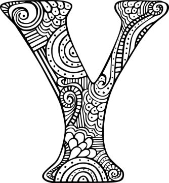 Desenho de Zentangle Letra Y para Colorir