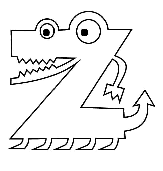 Desenho de Letra Z Animada para Colorir