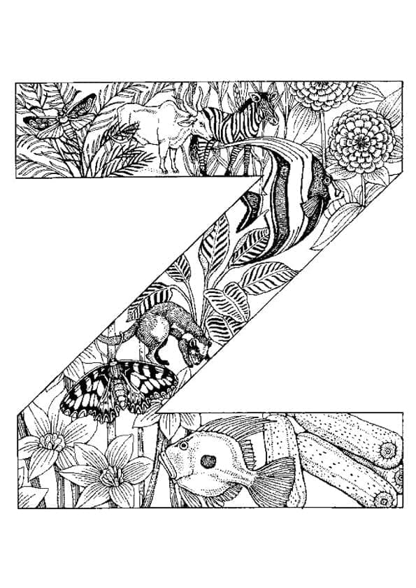 Desenho de Letra Z Grátis para Colorir