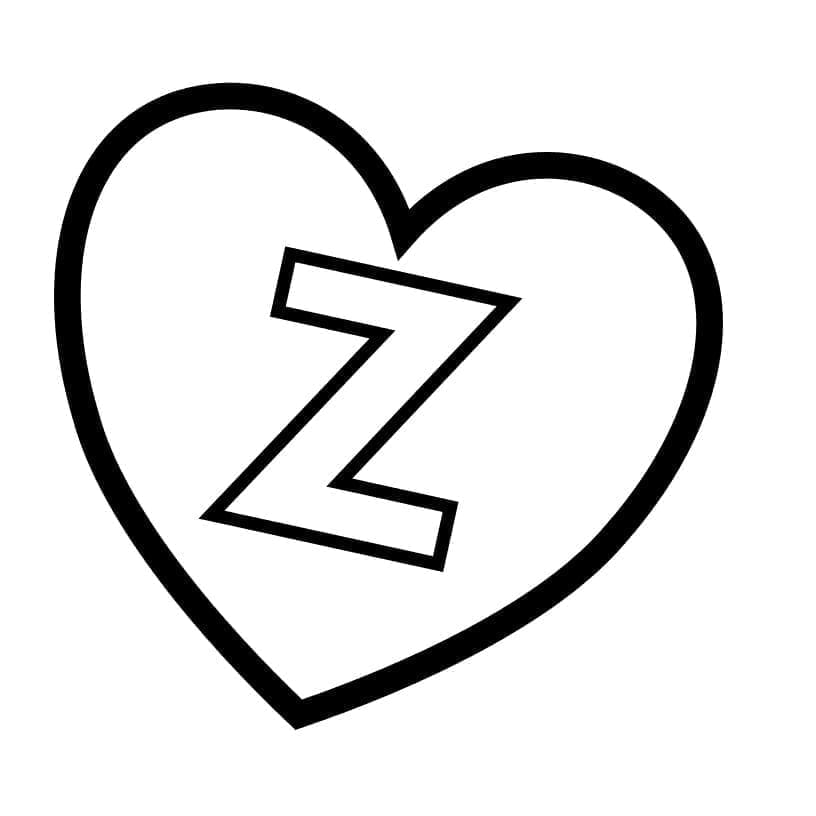 Desenho de Letra Z no Coração para Colorir