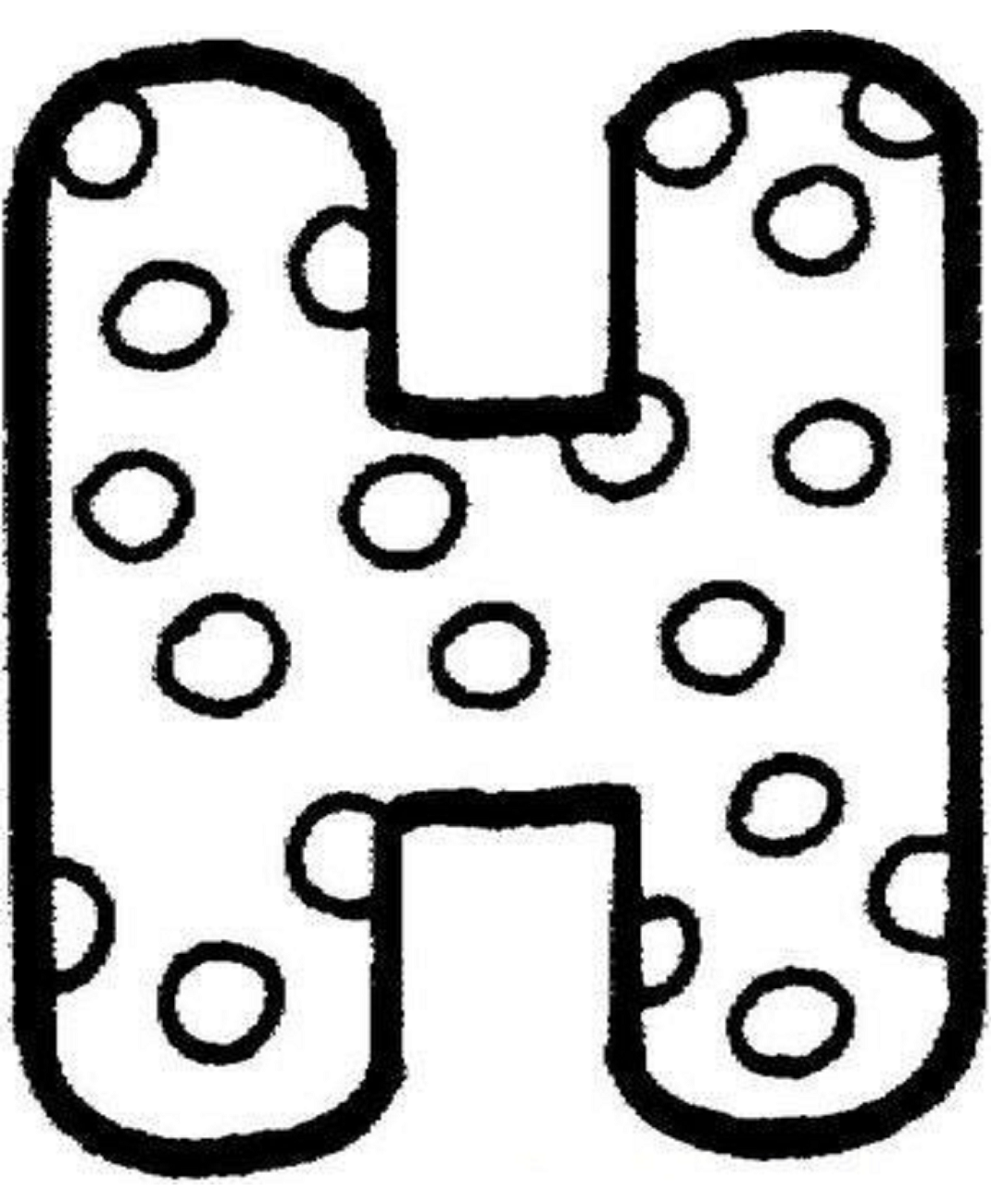 Desenho de Letra H para Imprimir e Colorir Pdf