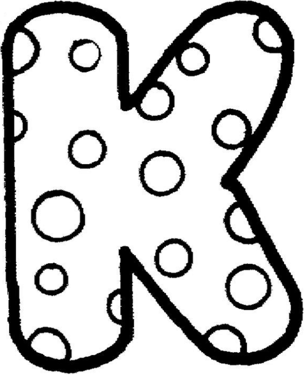 Desenho de Letra K para Imprimir e Colorir Pdf