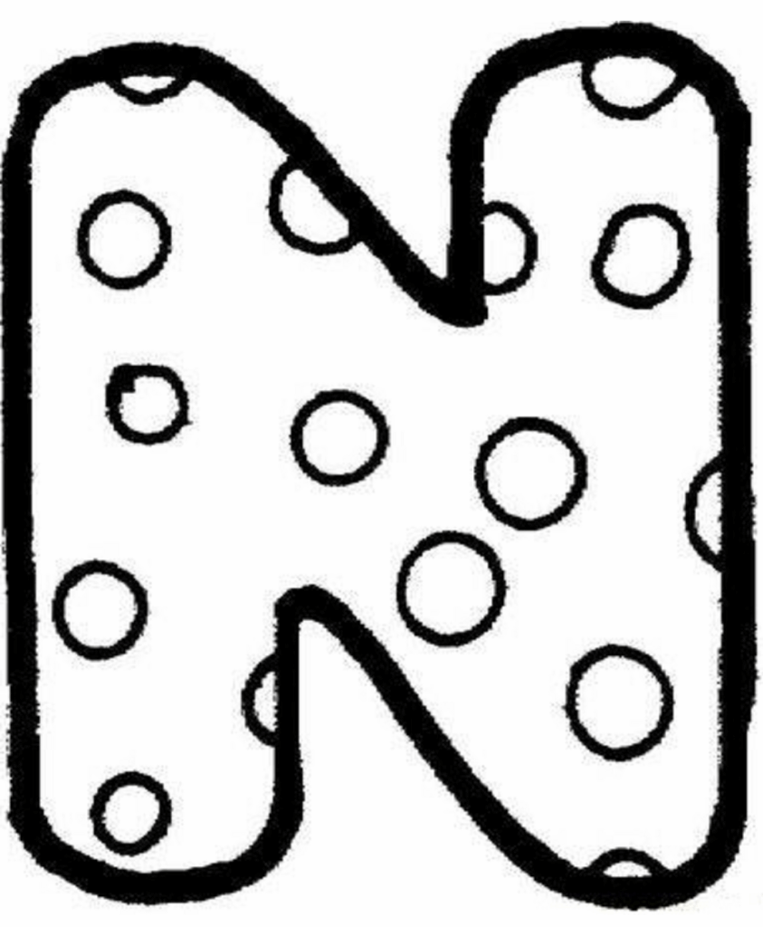 Desenho de Letra N para Imprimir e Colorir Pdf